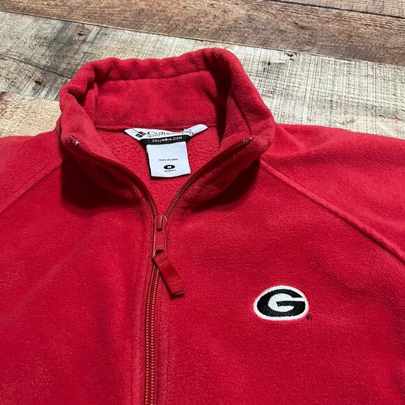 Columbia Wmn's Red Fleece UGA Georgia Dawgs Zipped Pockets Full Zip Jacket Sz M - Picture 2 of 5